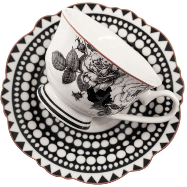 Black Rose Cup & Saucer