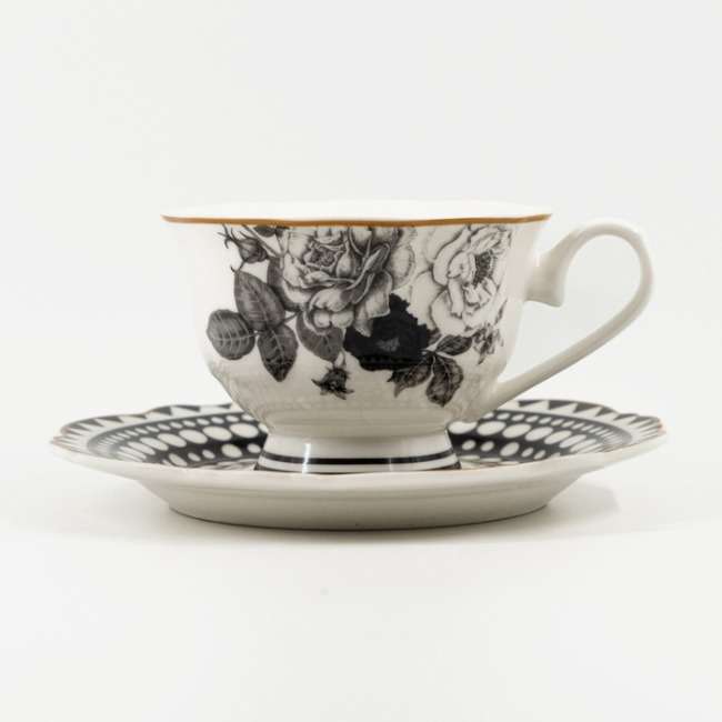 Black Rose Cup & Saucer
