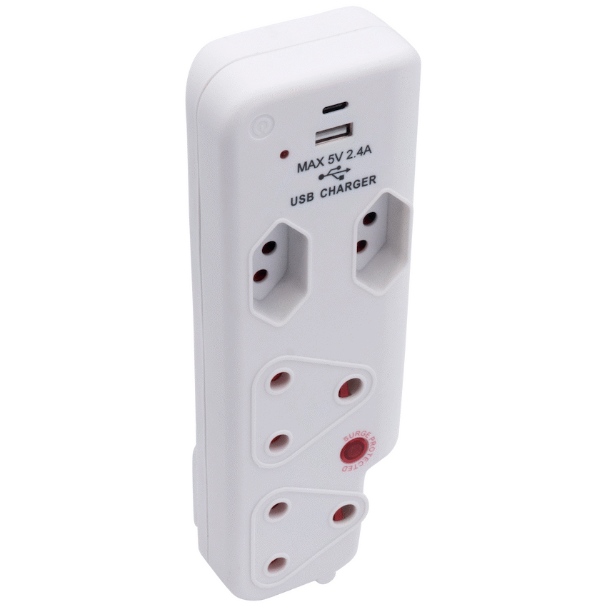 Ellies 4 Way Medium Surge adaptor with type C + USB