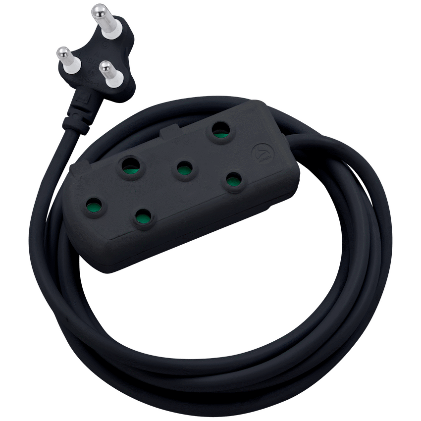 Switched Light-Duty Side-by-Side (SBS) Extension Leads 3m - BK