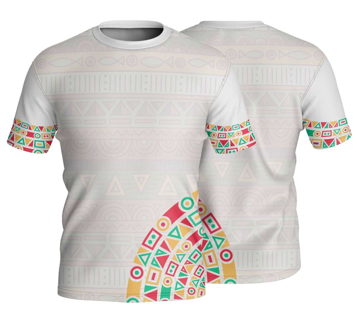 Unisex Short Sleeve Crew Neck T-Shirt | Drop Needle Square | Africa Design