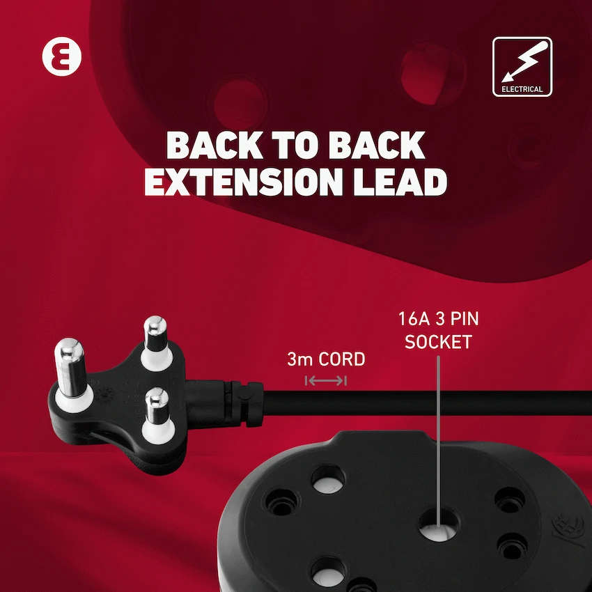 Ellies Back to Back Heavy Duty Extension Lead - 3m
