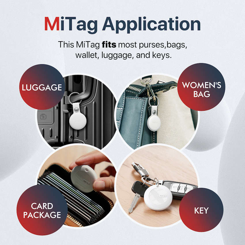 MiTag Apple-Compatible Tag with Leather Keychain Accessory - 1 Pack