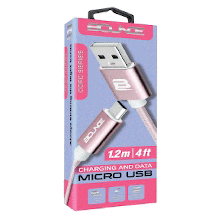 Bounce Cord Series Micro USB Braided Cable 1.2m - Rose Gold