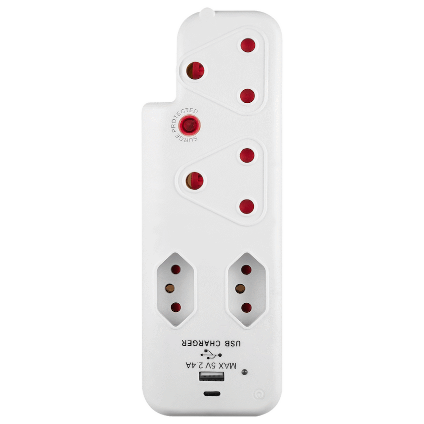 Ellies 4 Way Medium Surge adaptor with type C + USB
