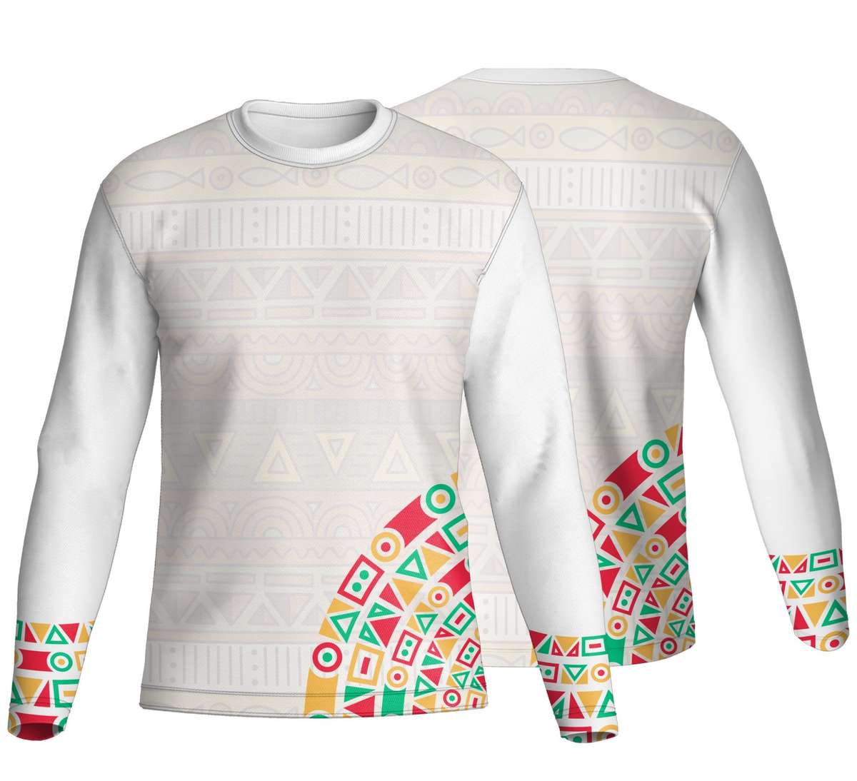 Unisex Long Sleeve Crew Neck T-Shirt | Poly Spandex | Africa Design