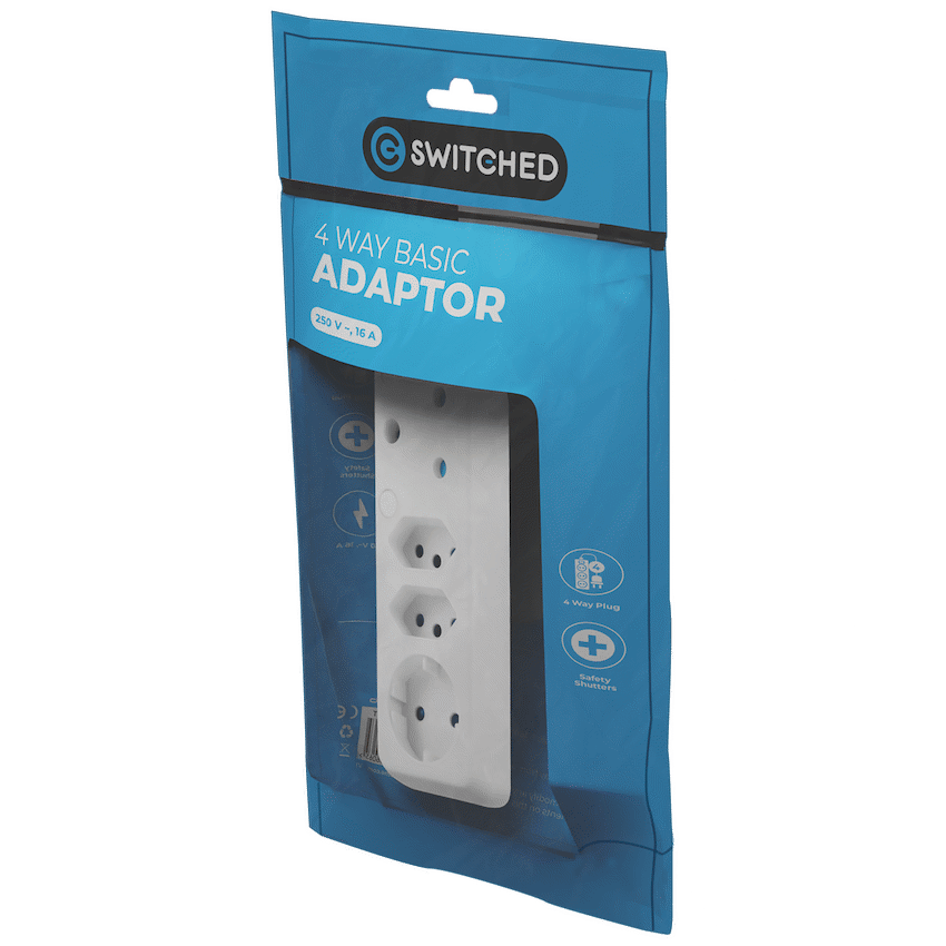 SWITCHED 4 Way Schuko Adaptor