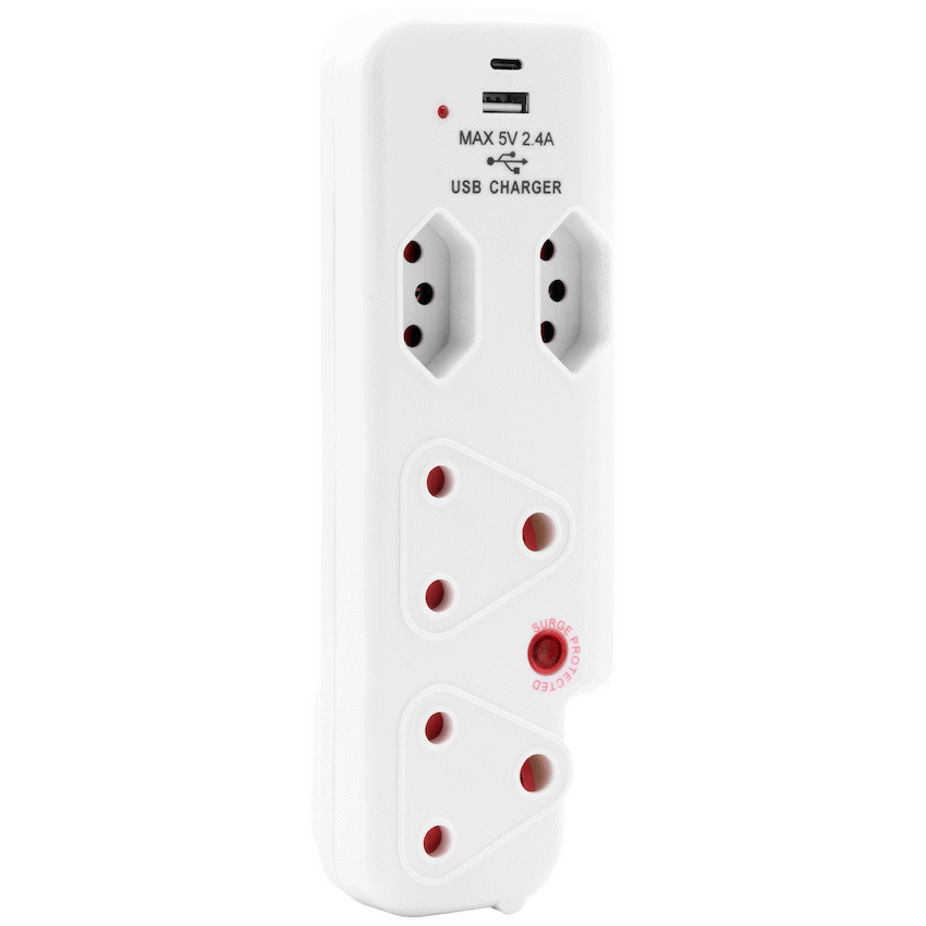 Ellies 4 Way Medium Surge adaptor with type C + USB