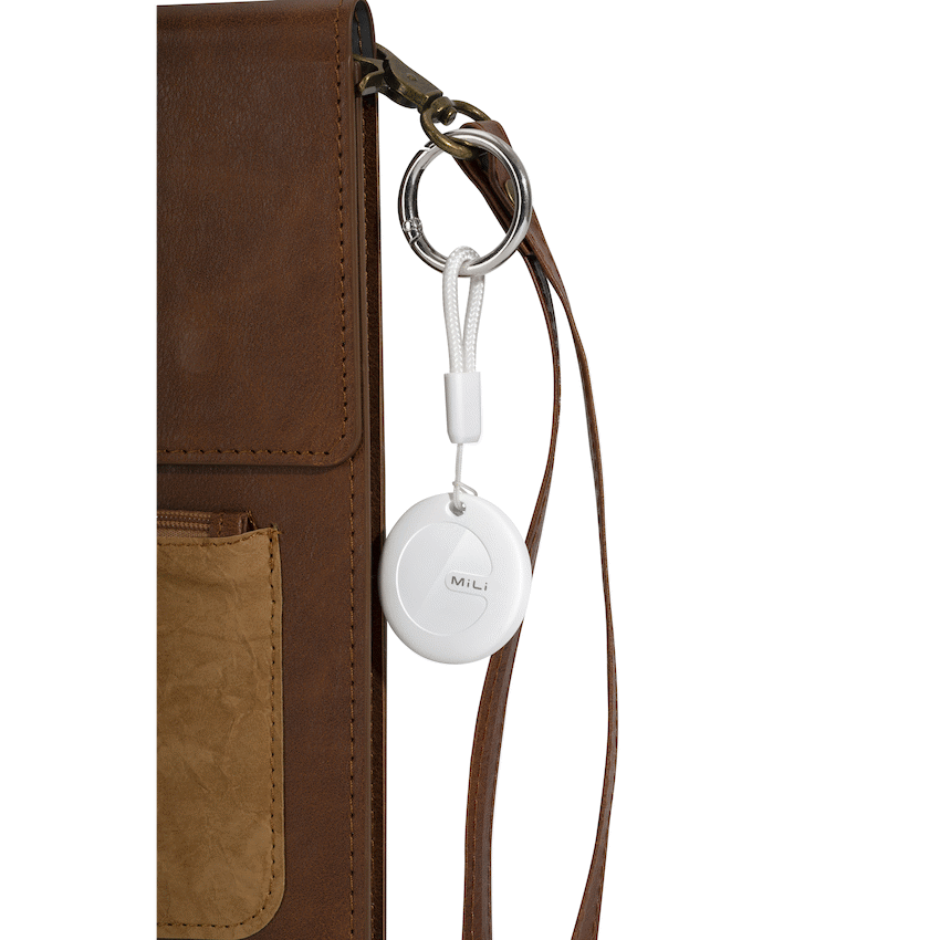 MiTag Apple-Compatible Tag with Leather Keychain Accessory - 1 Pack