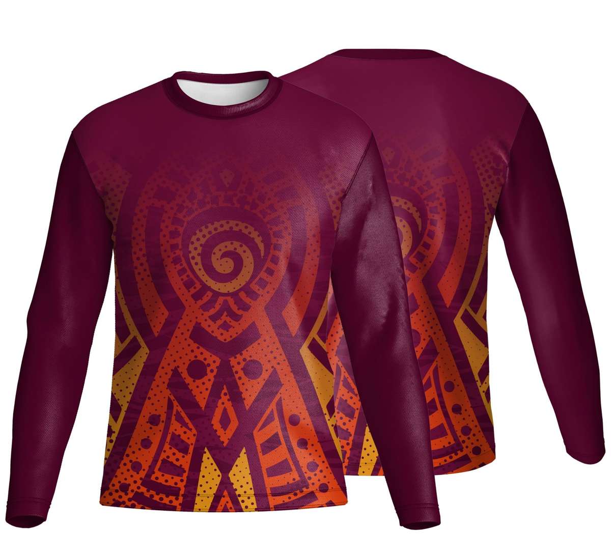 Unisex Long Sleeve Crew Neck T-Shirt | Poly Spandex | Africa Design