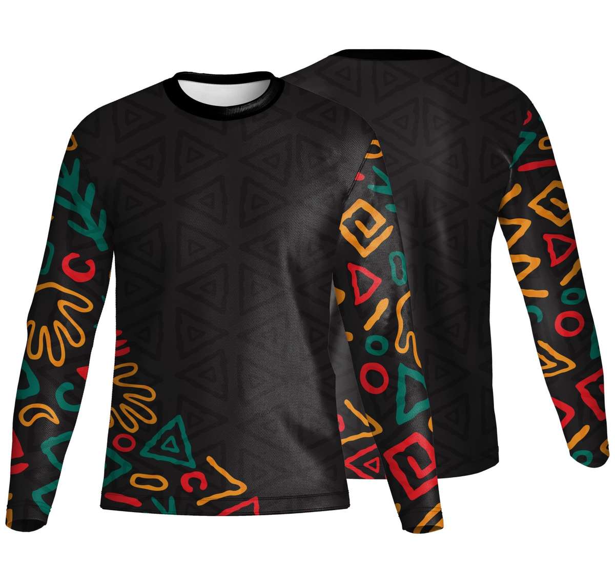 Unisex Long Sleeve Crew Neck T-Shirt | Poly Spandex | Africa Design
