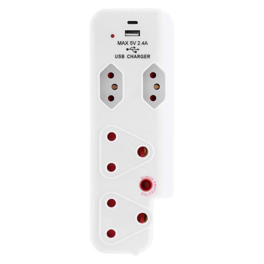Ellies 4 Way Medium Surge adaptor with type C + USB