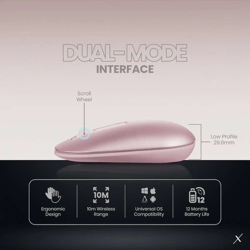 VolkanoX Lava Bluetooth Wireless Mouse - Rose