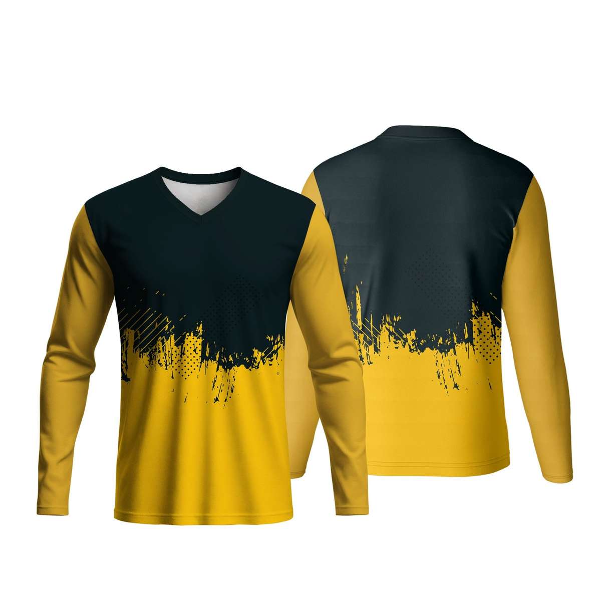 Unisex Long Sleeve V-Neck T-Shirt | Poly Spandex | Sport Design