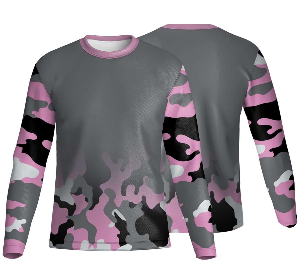 Unisex Long Sleeve Crew Neck T-Shirt | Sport Tec | Camo Design