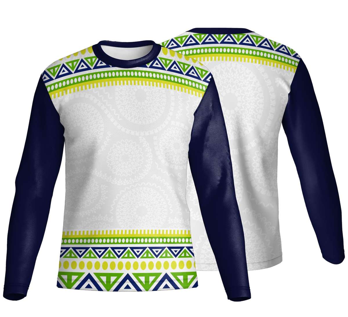 Unisex Long Sleeve Crew Neck T-Shirt | Poly Spandex | Africa Design