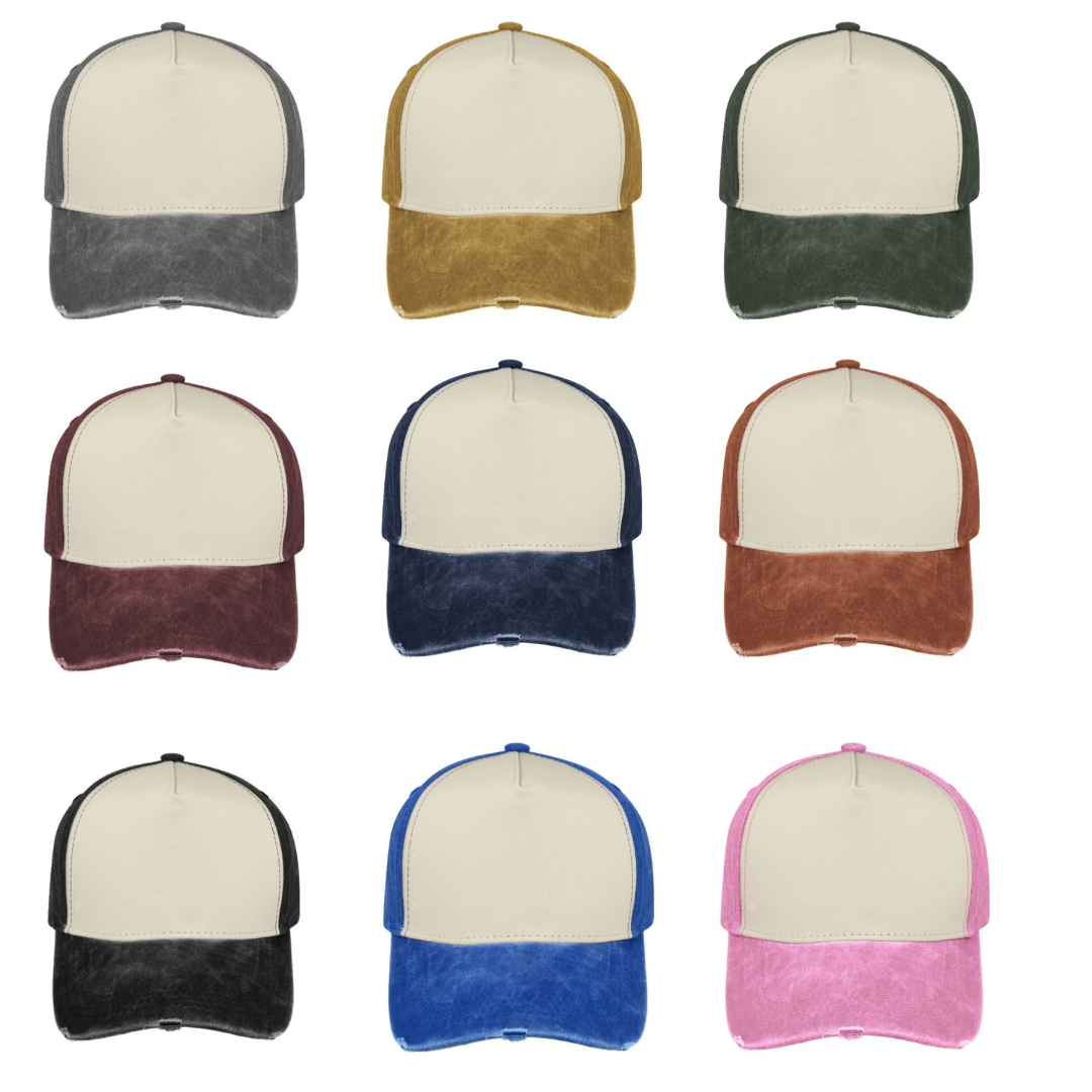 Washed 5 Panel Cap | 100% Cotton Twill Structured Headwear