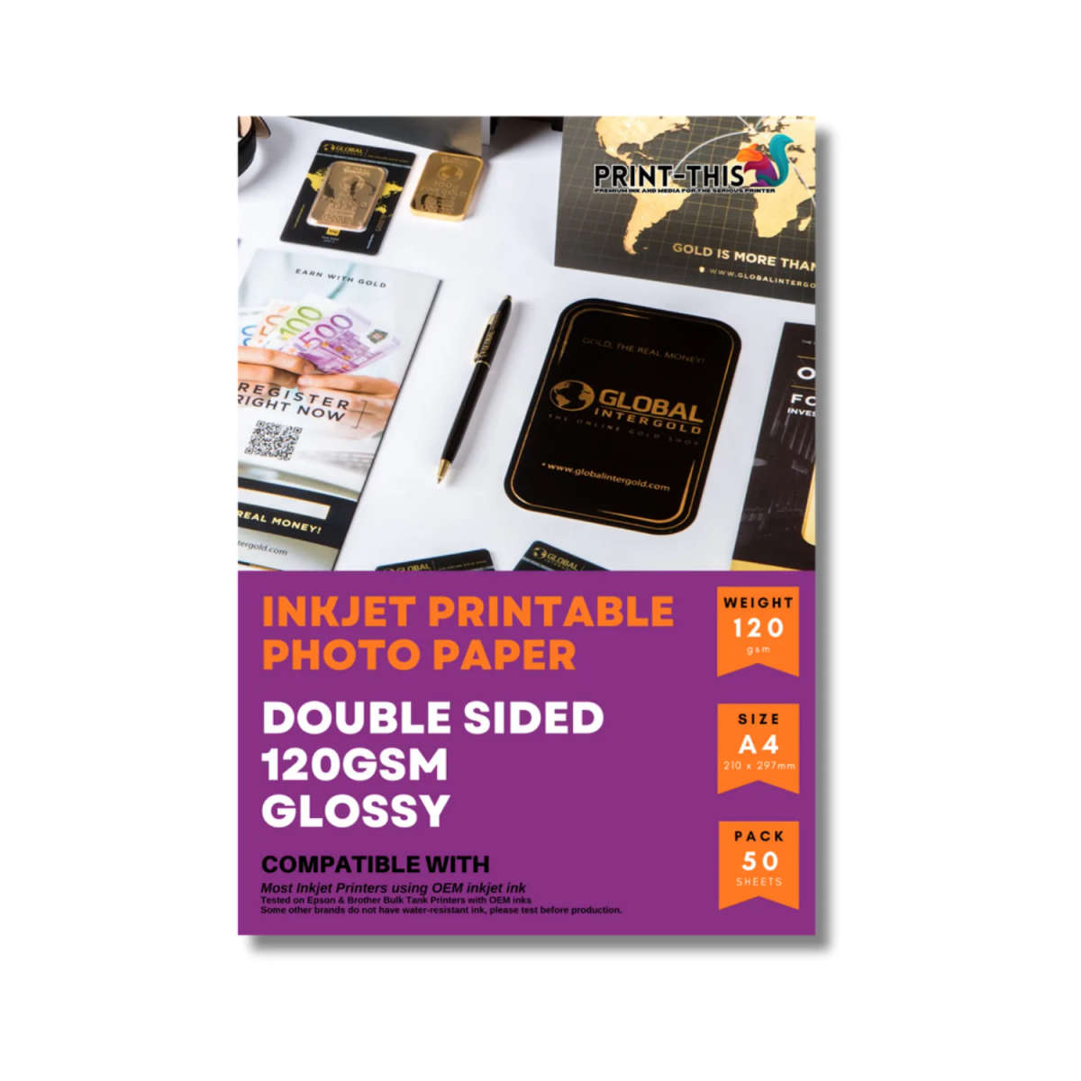 120gsm DoubleSided Gloss Inkjet Paper  A4 (50 Sheets)