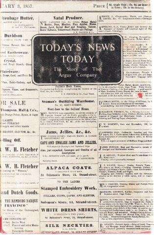 Today's News Today: The Story of the Cape Argus - Rosenthal, Eric & Neame, L. E. (eds) 1kg