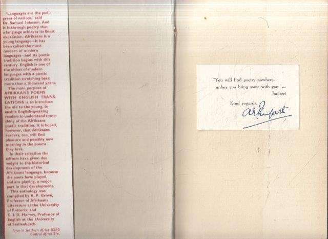 Afrikaans Poems with English Translations - Grove, A. P. & C. J. D. Harvey 0.90kg