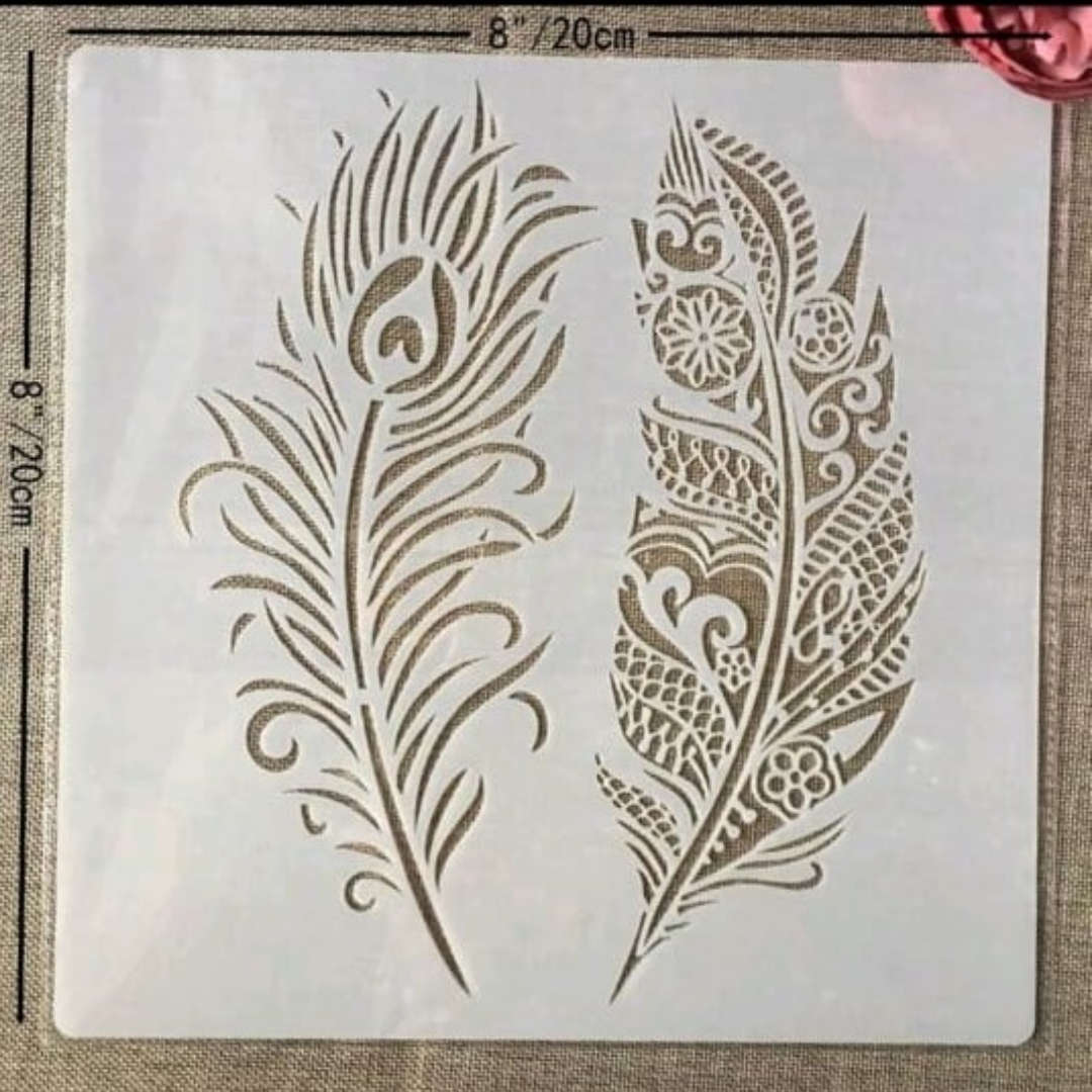 PVC Stencil: 2 Feathers Painting Stencil