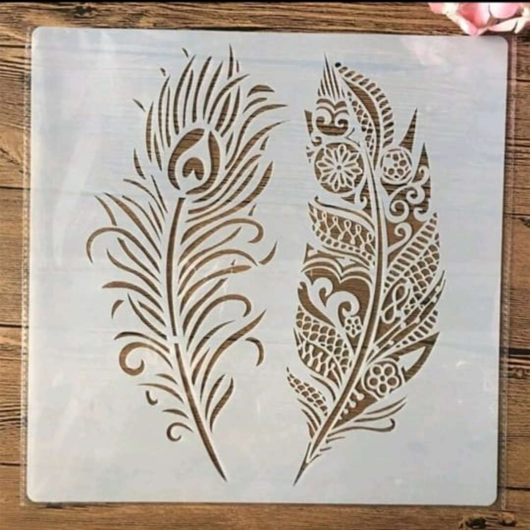 PVC Stencil: 2 Feathers Painting Stencil