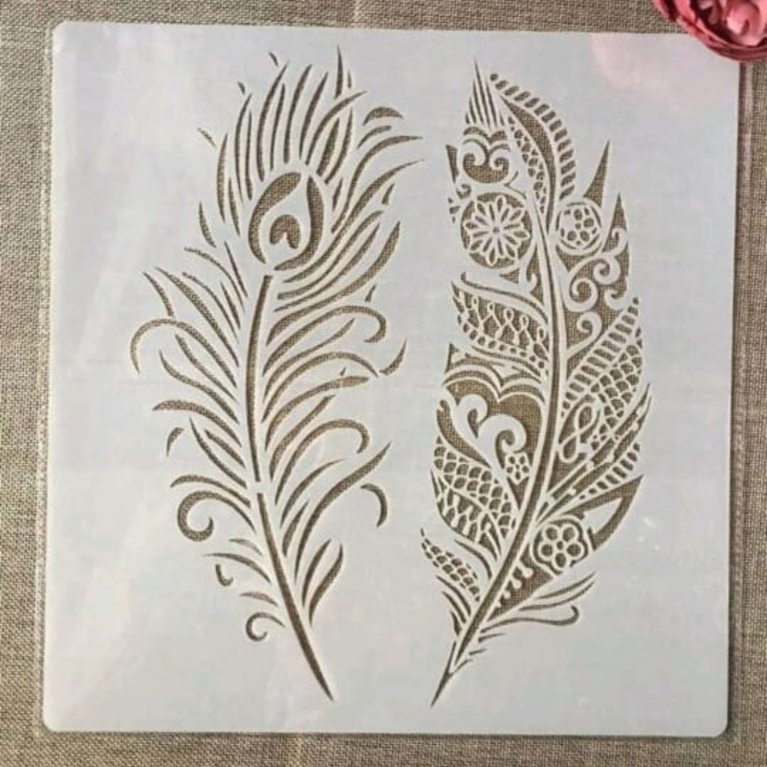 PVC Stencil: 2 Feathers Painting Stencil