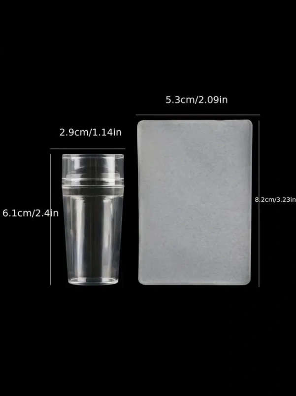 Clear Silicone Nail Art Stamper & Scraper Set