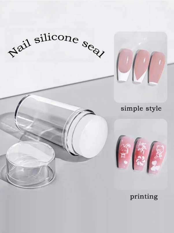 Clear Silicone Nail Art Stamper & Scraper Set