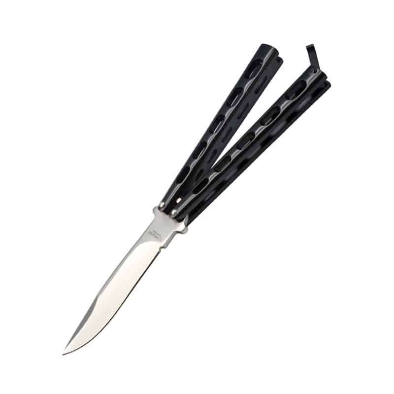 Butterfly Knife Matte Black Skeletonized Handle - 7129P