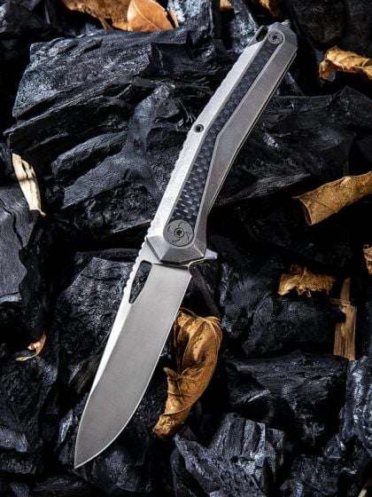 We Knife 808B Caliber Gray Titanium Handle Knife