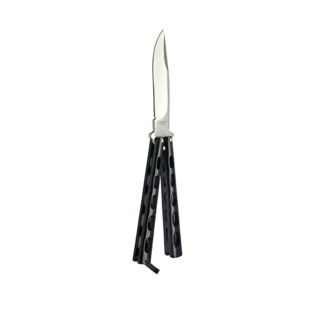 Butterfly Knife Matte Black Skeletonized Handle - 7129P