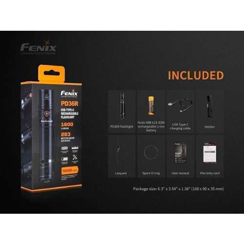 Fenix Flashlight PD36R, 1600 Lumens - Rechargeable