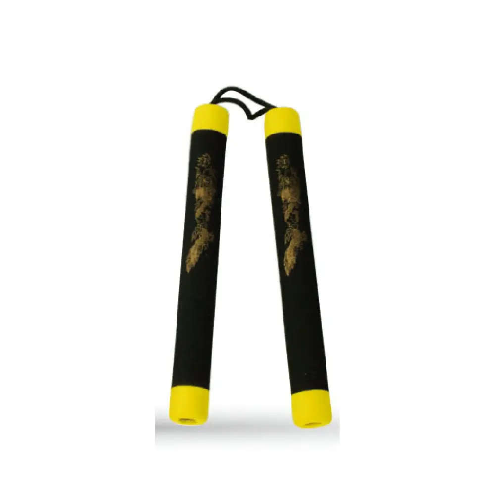 String Foam Chaku Yellow/Black w/Dragon 12" - E126