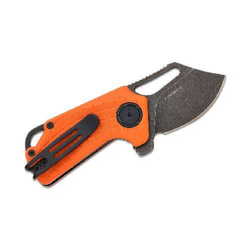 Black FOX Puck Folding Knife D2 Black PTFE Stone Washed Blade - BF-761 OR