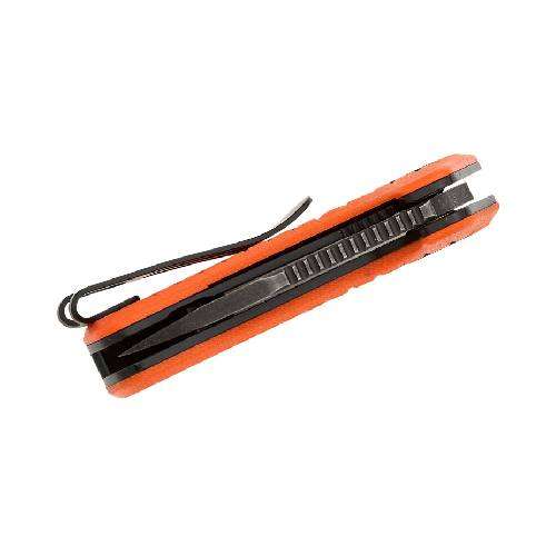 Black FOX Puck Folding Knife D2 Black PTFE Stone Washed Blade - BF-761 OR