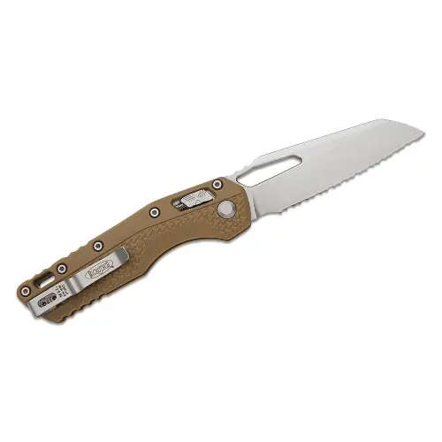 Microtech MSI® S/E Tri-Grip Polymer Dark Earth Stonewash Full Serrated - 210T-12PMDE