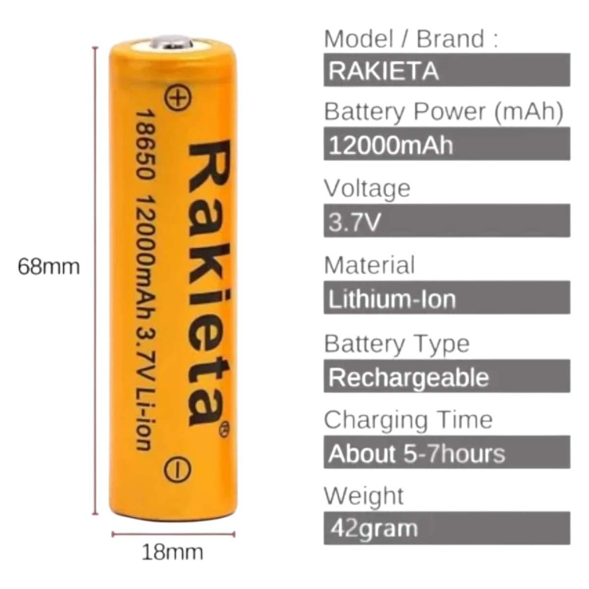 Rakieta 18650 12000 mAh 3.7V Li-Ion