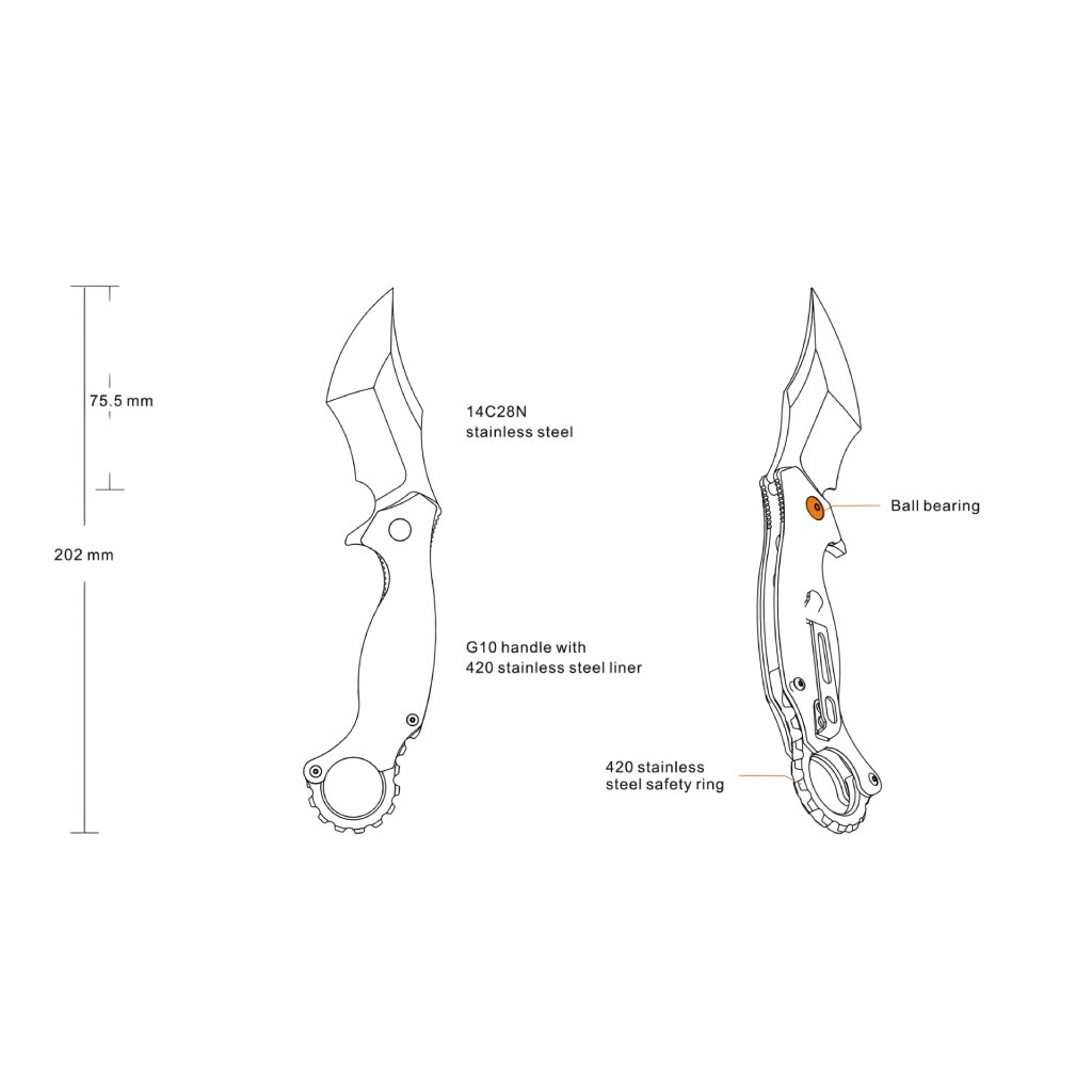 Ruike P881-B1 Black Folding Karambit