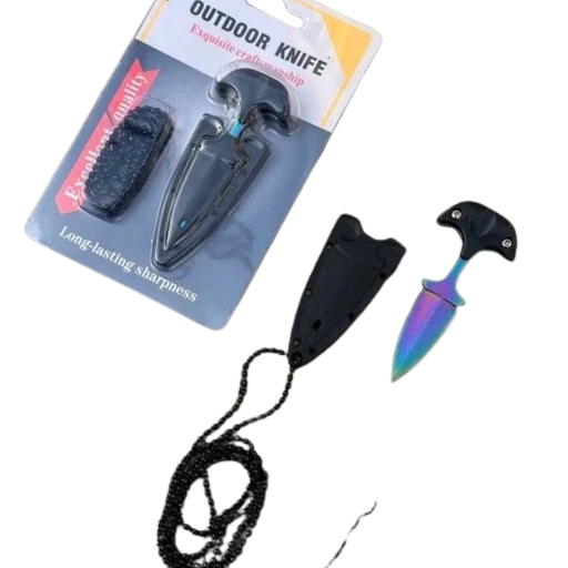 FAS7-10 SMALL PUSH DAGGER NECK KNIFE RAINBOW