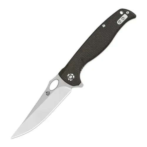QSP Gavial Liner Lock, D2 2 Tone Satin, Dark Brown Micarta - QS126-D1