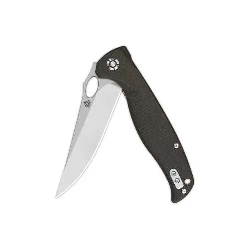 QSP Gavial Liner Lock, D2 2 Tone Satin, Dark Brown Micarta - QS126-D1