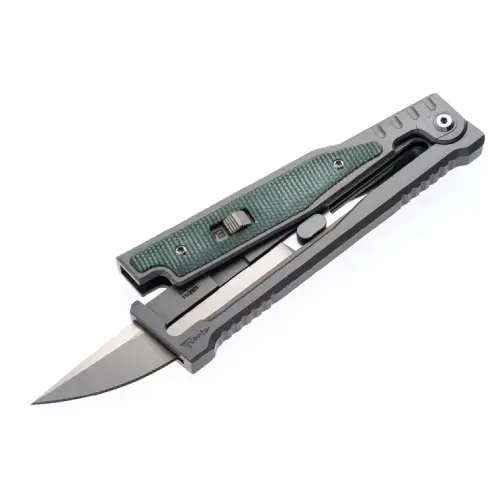 Reate Titanium Bead Blast Drop Point-Satin Stonewashed Flat OD Green Micarta - OG-EXO (7)