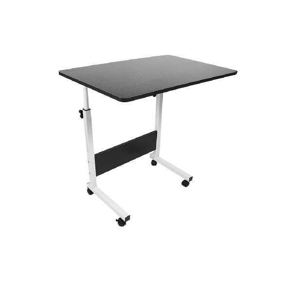 Adjustable Height Trolley Bedside Laptop Table-BLAK