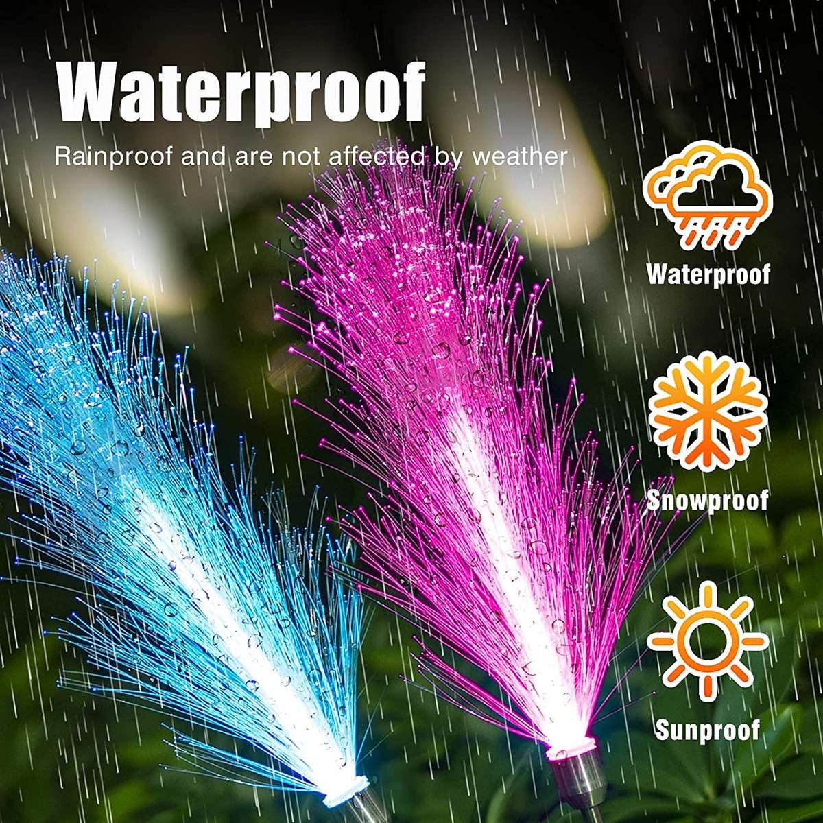 FA-LC51 7 Colour Solar Powered Triple Layer Fiber Optic Light 2pcs