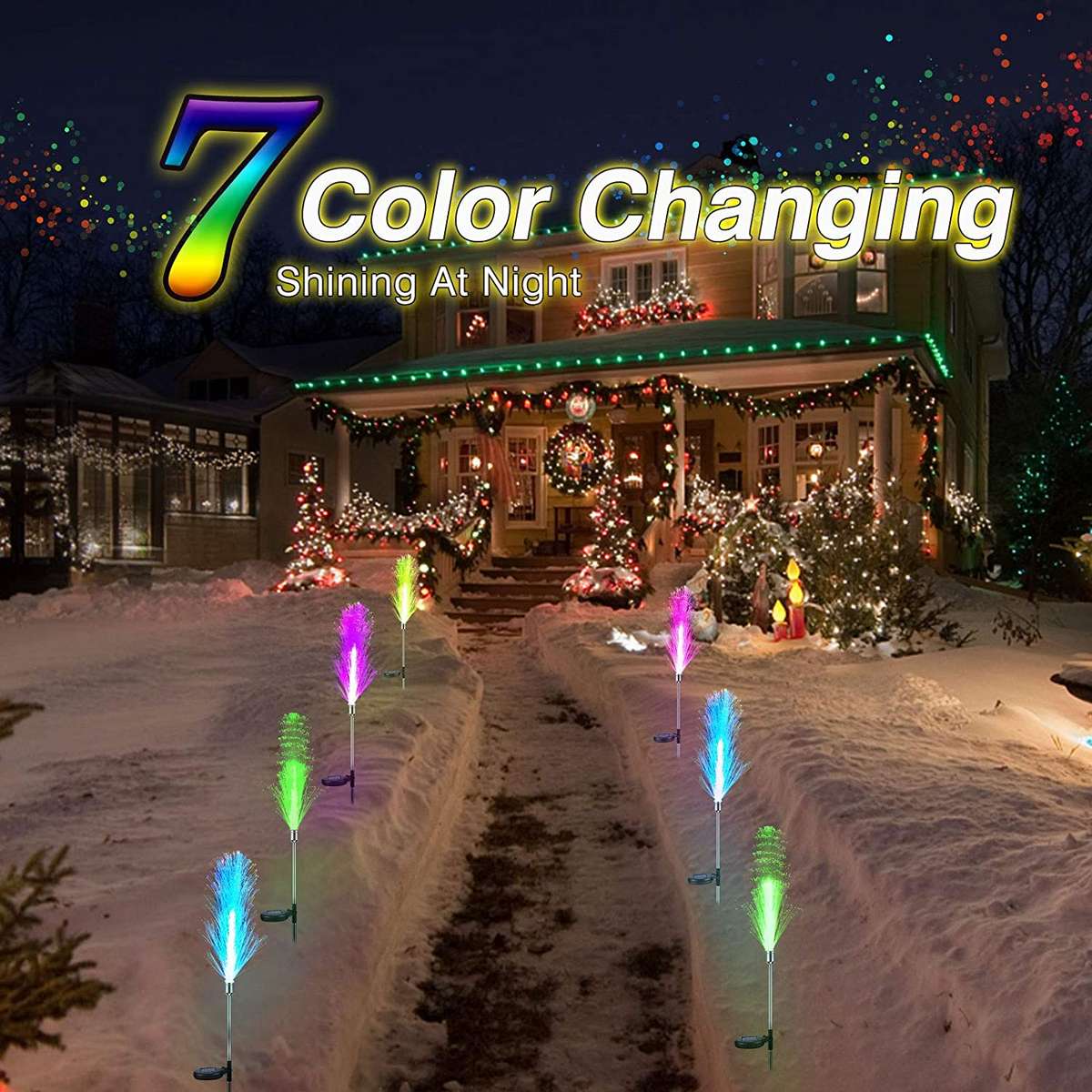 FA-LC51 7 Colour Solar Powered Triple Layer Fiber Optic Light 2pcs