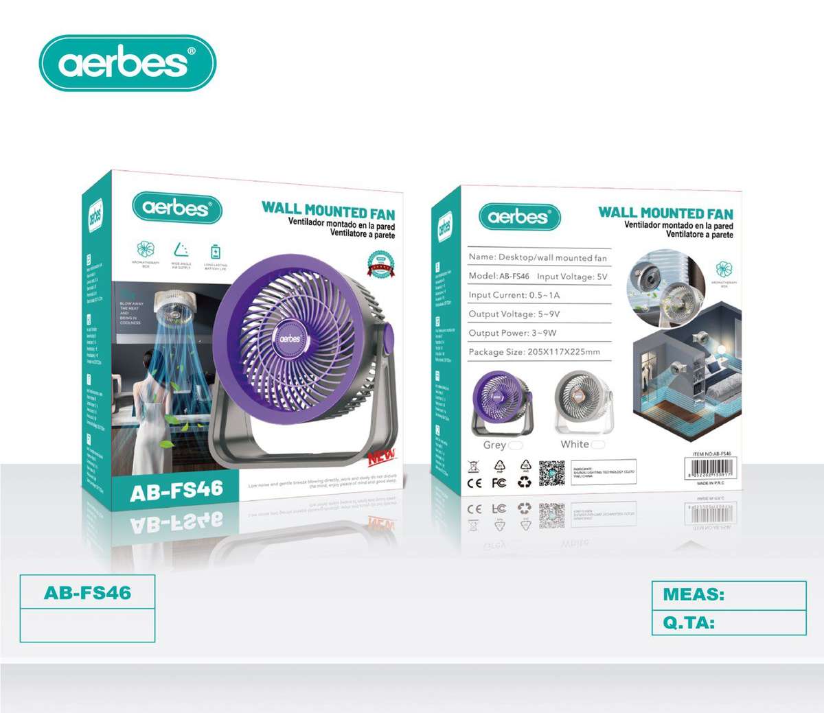AB-FS46 Aerbes Wall Mounted Fan