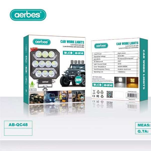 Aerbes AB-QC48 Large Field of View 10LED 30W Car Modification Spotlight
