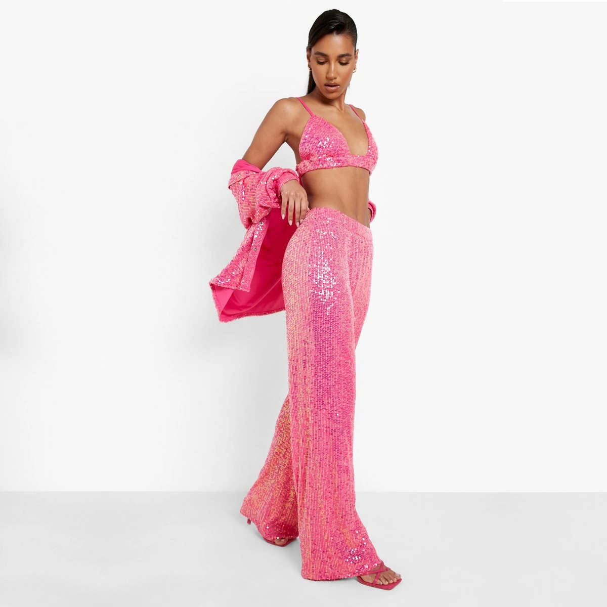 Rihanna sequin three-piece suit