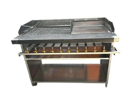 8 Burner Gas Flame Griller With 4 Burner Solid Plate